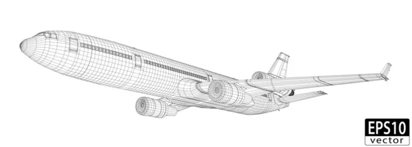 Plane Wireframe — Stock Vector