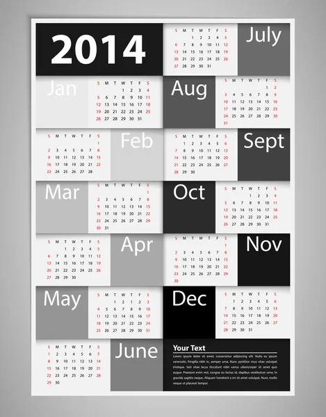 2014 Diseño del calendario Ilustración de stock