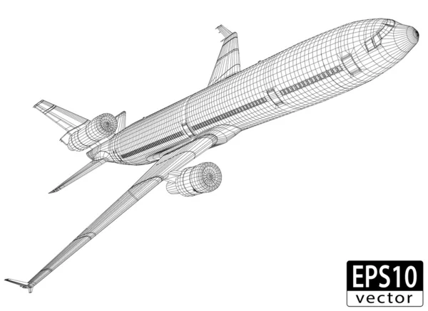 Drátový model letadla — Stockový vektor