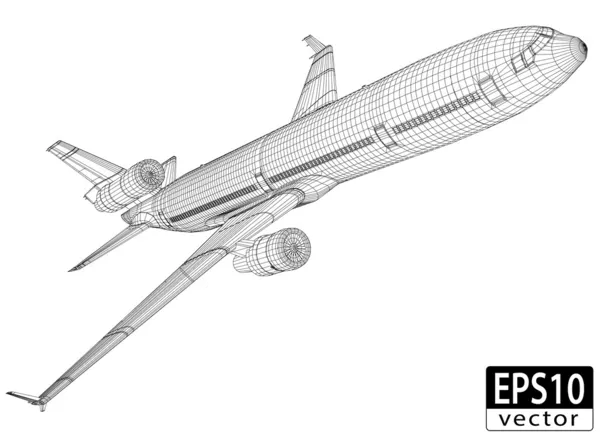 Vliegtuig draadframe — Stockvector