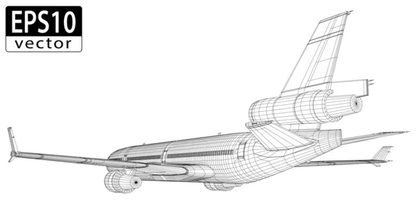 Avion Wireframe — Image vectorielle