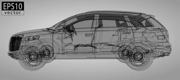 Draadframe auto — Stockvector