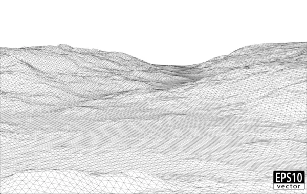 Terrain de Wireframe 3D — Image vectorielle