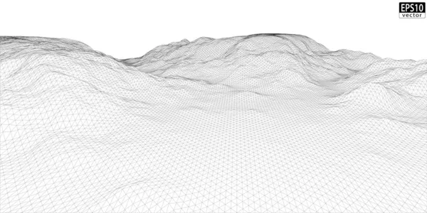 Terrain de Wireframe 3D — Image vectorielle