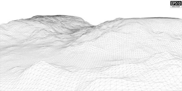 3d drahtgebundenes Terrain — Stockvektor