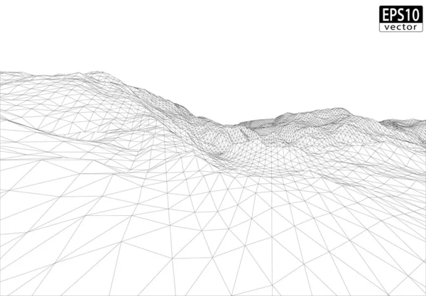 Terreno de Wireframe 3D — Archivo Imágenes Vectoriales