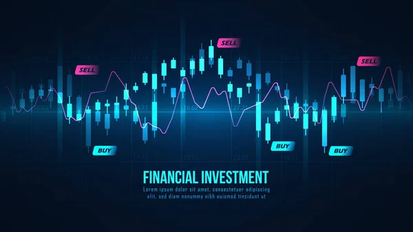 金融投資や経済動向ビジネスアイデアやすべてのアートワークデザインに適したグラフィックコンセプトの株式市場や外国為替取引グラフ 抽象的な金融の背景 ベクターイラスト — ストックベクタ