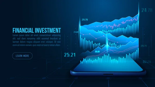 Graphique Trading Actions Forex Isométrique Sur Smartphone Dans Conception Concept — Image vectorielle