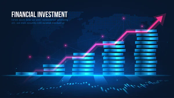 Pénzügyi Növekedés Koncepciója Gazdasági Növekedésre Vagy Pénzügyi Technológiai Beruházásokra Alkalmas — Stock Vector