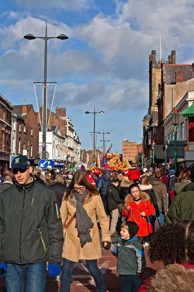 Liverpool, Wielka Brytania, 2 lutego 2014 r. uliczne parady z okazji chińskiego n — Zdjęcie stockowe