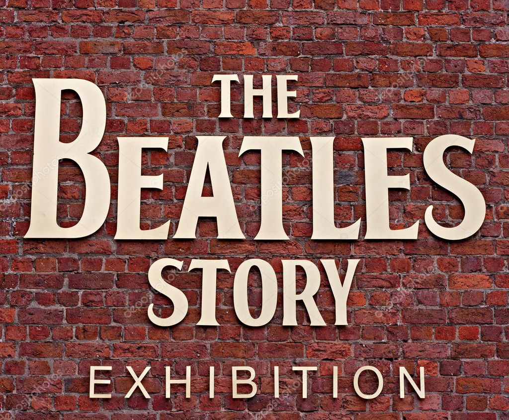 The Beatles Story Exhibition Sign, at Albert Dock, Liverpool, UK. A popular tourist attraction.