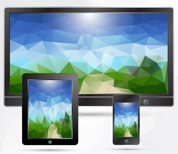 Tablet PC, telefoon, tv apparaten — Stockvector