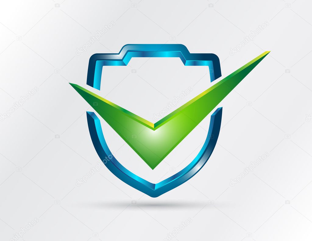 Modern shield with check mark signs