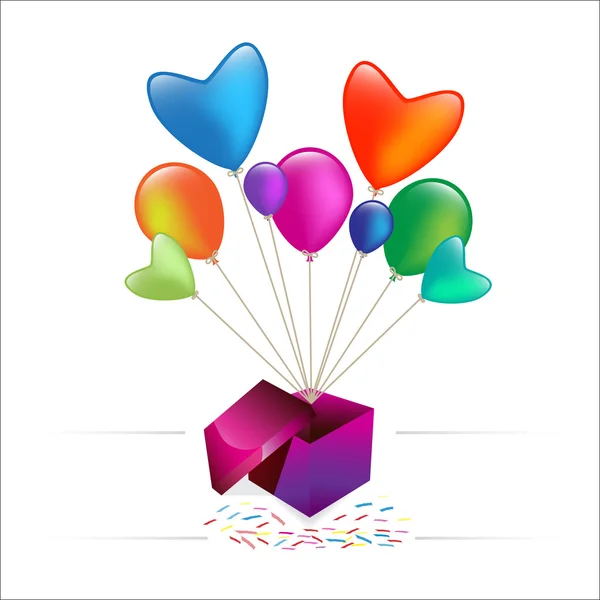 Box gåva med ballong — Stock vektor
