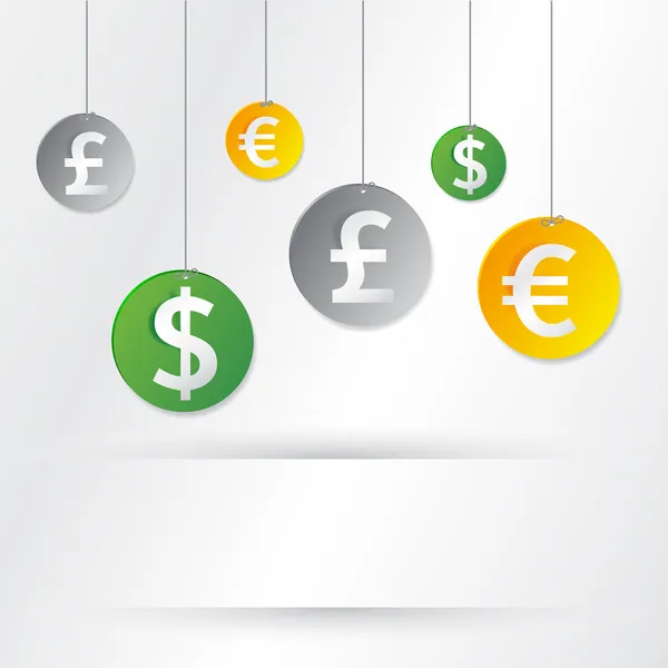 Hanging currency money sings — Stock Vector