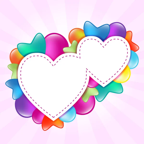 Forma de corazones con globo — Vector de stock