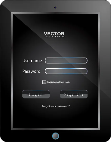 Tablet PC inloggen interface — Stockvector