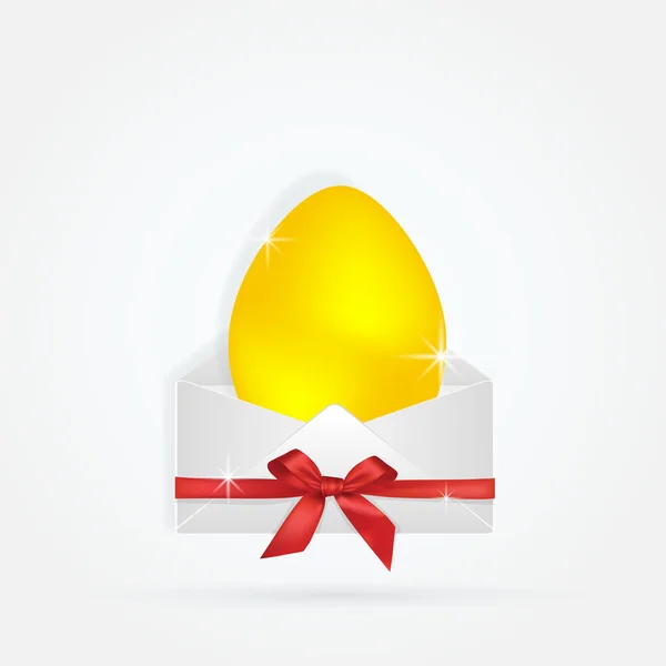 Золотое яйцо в конверте подарок — стоковый вектор