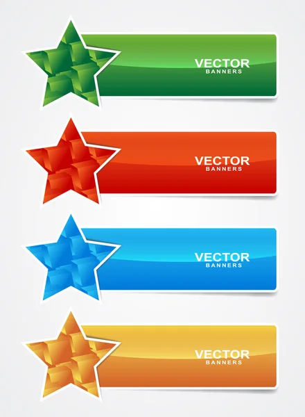 Colored star banner with cubes form — Stock Vector