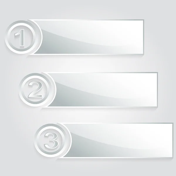 Moderno 1 2 3 banner in argento — Vettoriale Stock