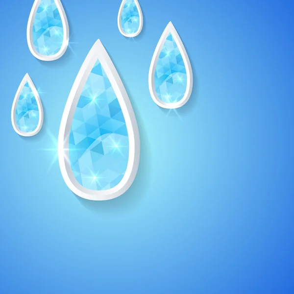 Pixelated vatten droppe presentation i blå bakgrund — Stock vektor