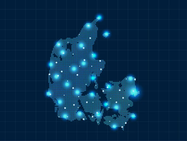 Pixel Denemarken kaart — Stockvector