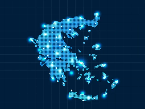 Pixel Grécia mapa —  Vetores de Stock