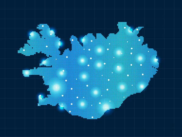 Χάρτης της Ισλανδίας pixel — Διανυσματικό Αρχείο
