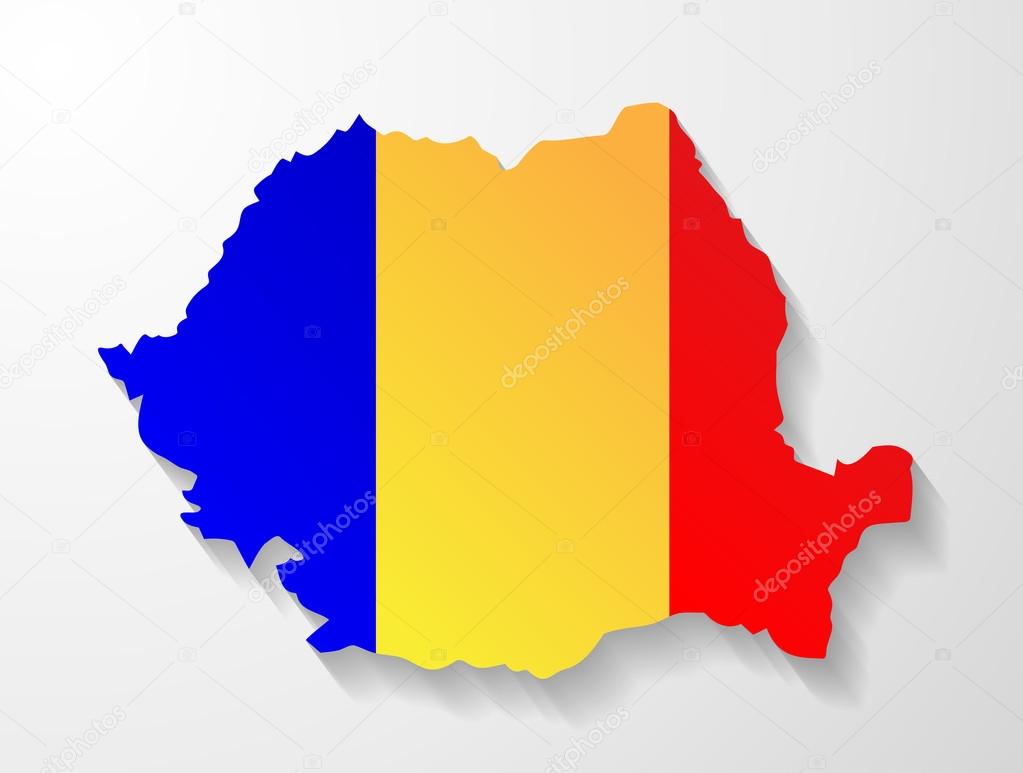 Romania colored shape map