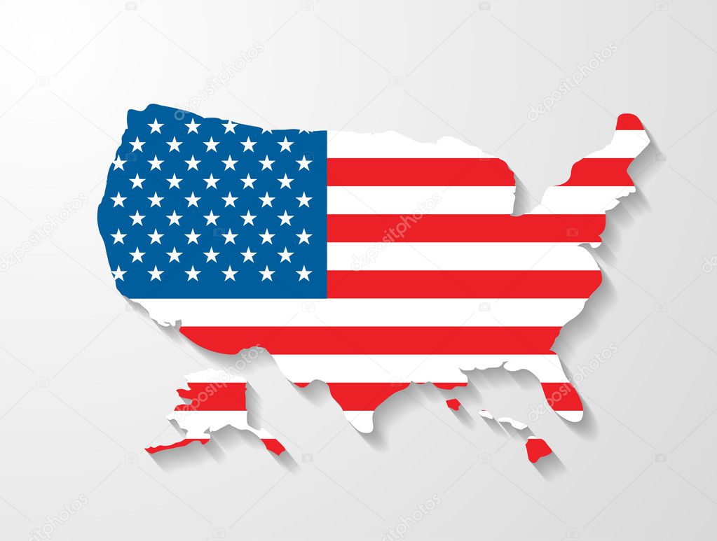 USA map with shadow effect