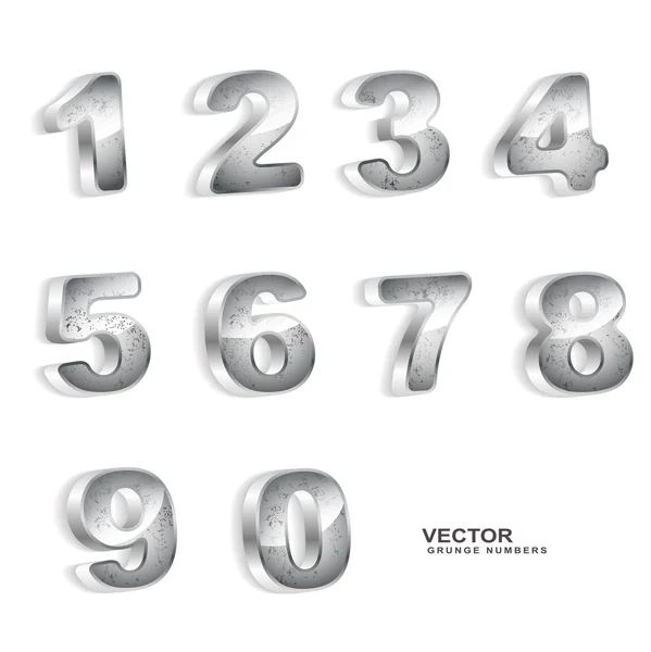 Metallic grunge 3D numbers — Stock Vector