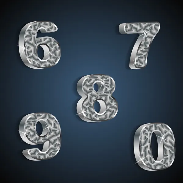 Vector verzameling van metalen getallen 6-0 — Stockvector