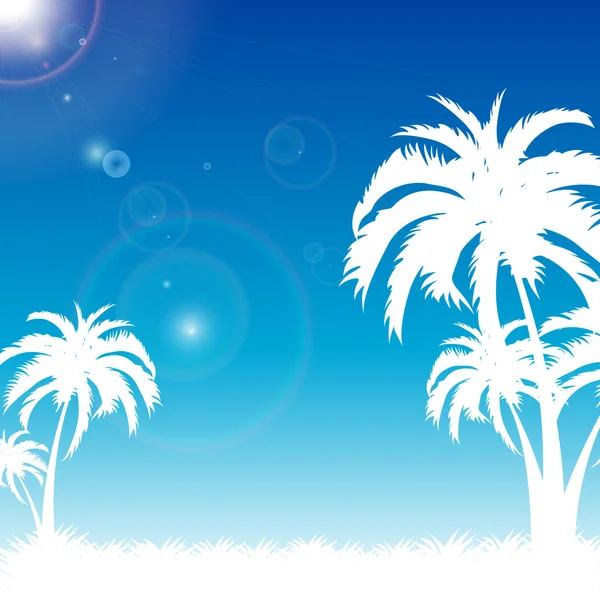 Palma azul praia verão apresentação — Vetor de Stock