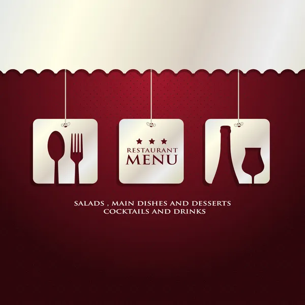 Presentación del menú del restaurante en fondo rojo — Vector de stock
