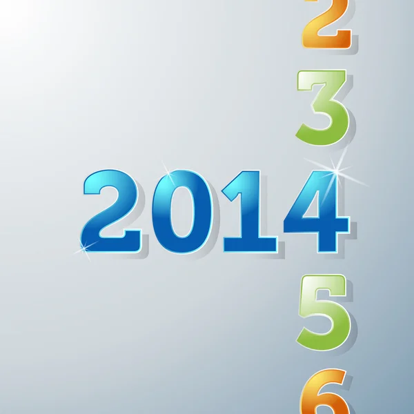 Contando 2013 año a 2014 con tarjeta de felicitación efecto sombra — Vector de stock