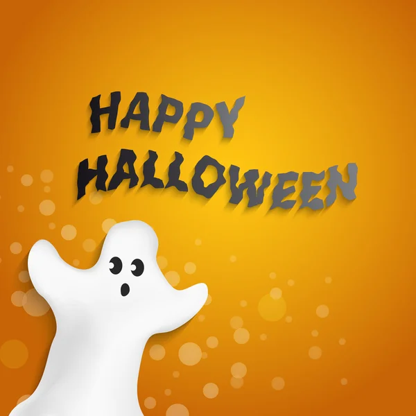 Forma de fantasma divertido con mensaje de Halloween feliz — Vector de stock