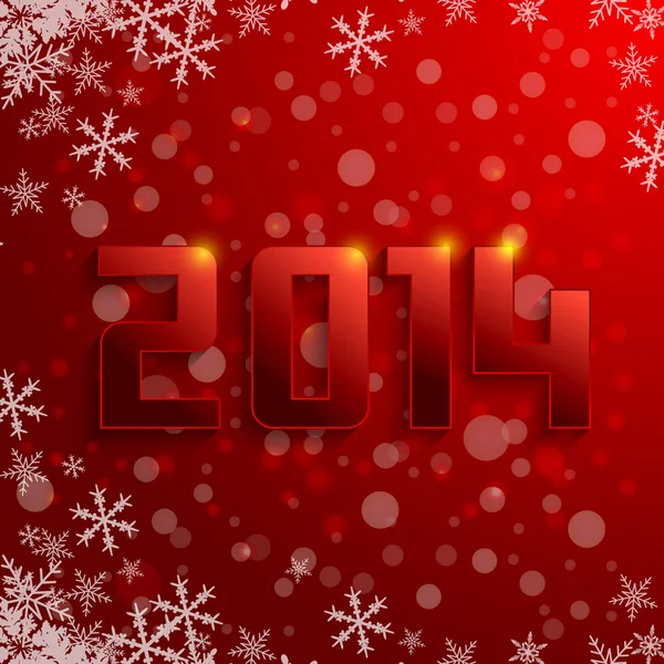 Año 2014 3D en fondo rojo — Vector de stock