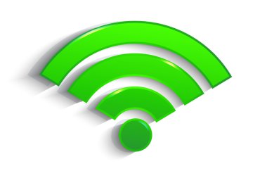 yeşil kağıt modern wifi sembolü ile üzerine beyaz izole gölge efekti