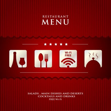  paper Restaurant Menu design on red background cover