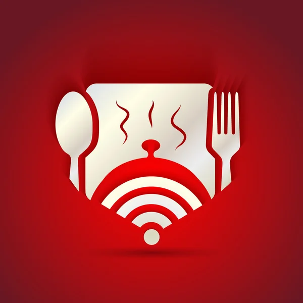 餐馆的菜单和免费 wifi 上网区图标概念 — 图库照片