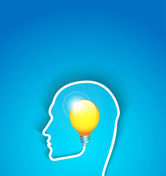 Idea concept human face profile with bulb — Stock Vector