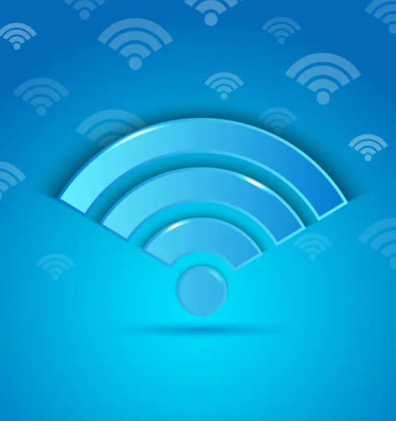 Símbolo Wifi con efecto sombra sobre fondo azul — Vector de stock