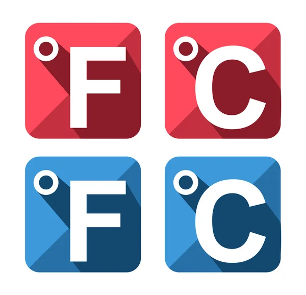 Celsius and Fahrenheit symbol icon set — Stock Vector