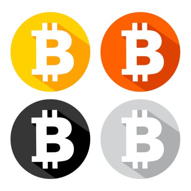 uzun gölge efekti ile bitcoin simgesi
