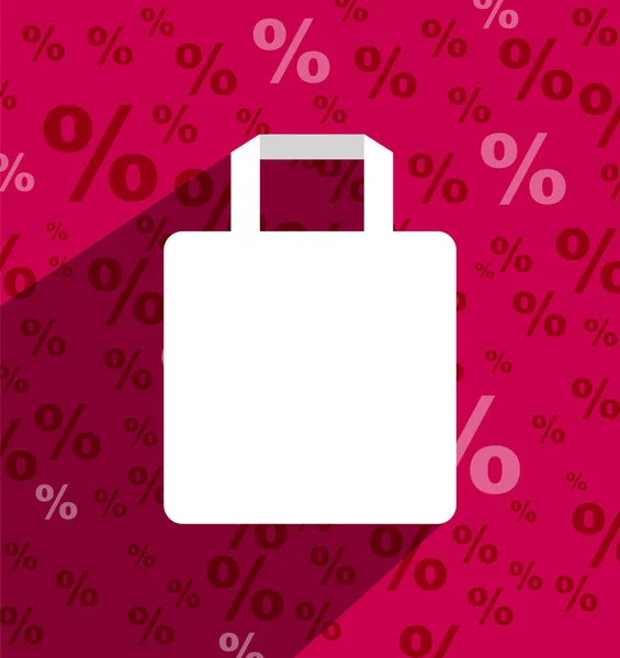 Satılık alışveriş çantası ve uzun gölge kopya alanı — Stok Vektör