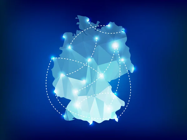 Alemania mapa del país poligonal con focos lugares — Archivo Imágenes Vectoriales