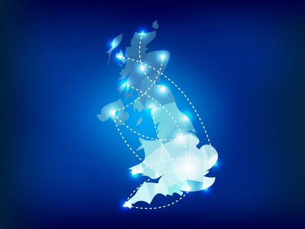 UK land karta månghörnigt med spotlights förlägger — Stock vektor