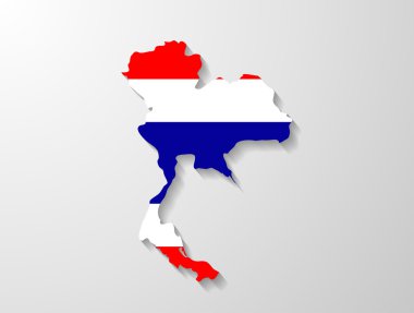 gölge etkisi ile Tayland bayrak harita