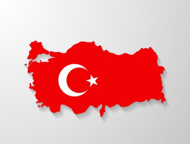 Turkey flag map with shadow effect clipart