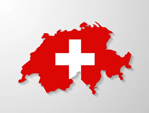 Carte du drapeau suisse avec effet d'ombre — Image vectorielle